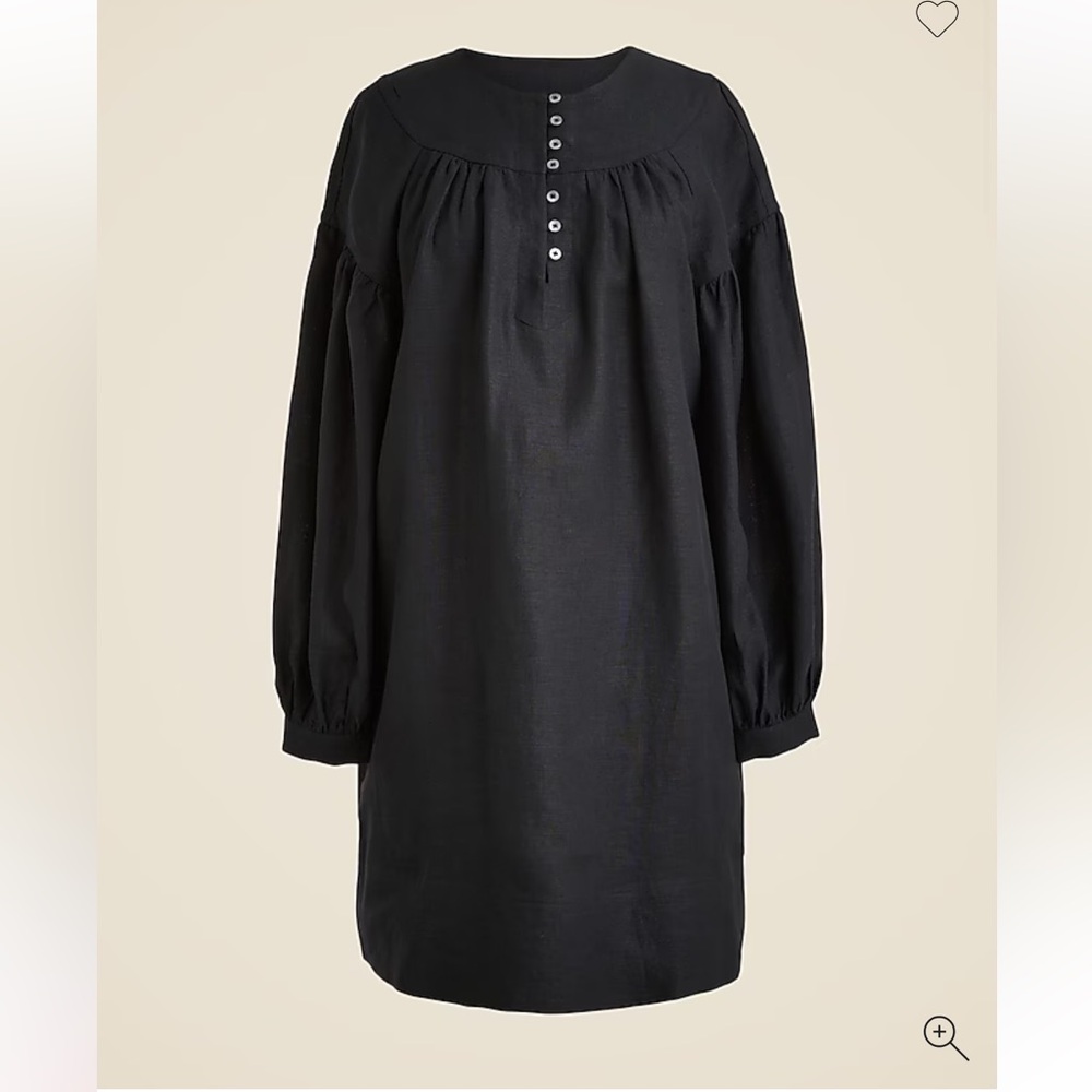 Gathered Popover Linen Dress